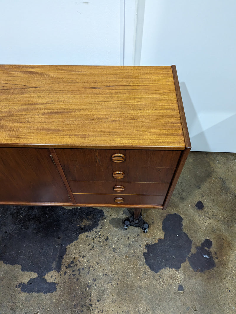 Parker Sideboard Authentic Nordic 1960s “Cats Eyes” Vintage teak MCM 2 door, 4 drawer version.