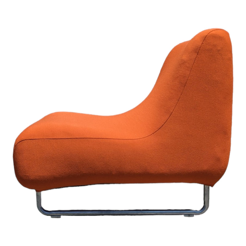 Vanderoza low sleigh foam armchair mid century orange