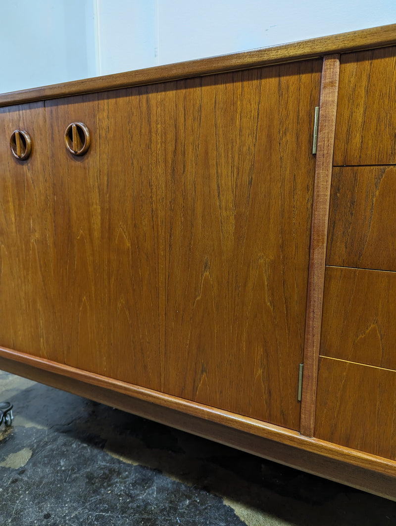 Parker Sideboard Authentic Nordic 1960s “Cats Eyes” Vintage teak MCM 2 door, 4 drawer version.