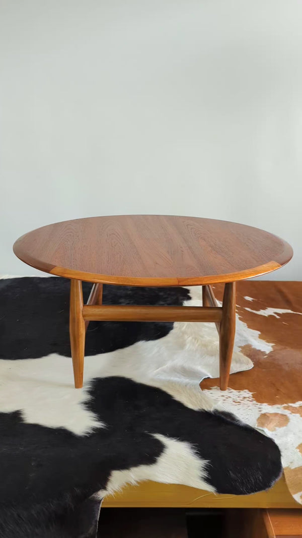 Fully restored TH Brown round small profile coffee table MCM