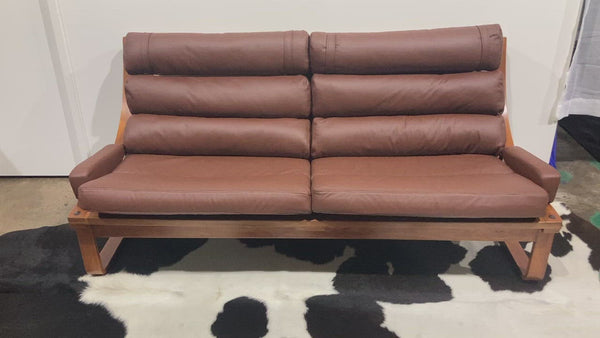 Tessa T4 sling 2 seater couch Fred Lowen fully restored new Italian tan leather