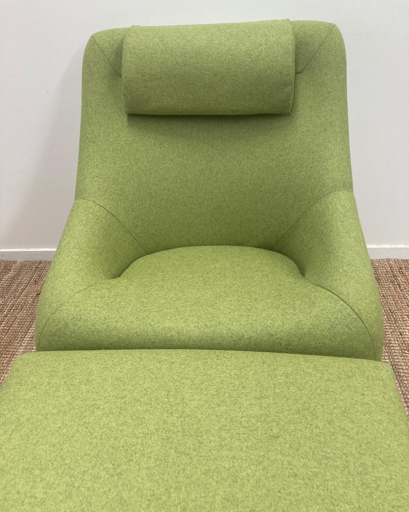 Authentic Featherston Uniroyal Numero 1V IV highback armchair Lime matching ottoman