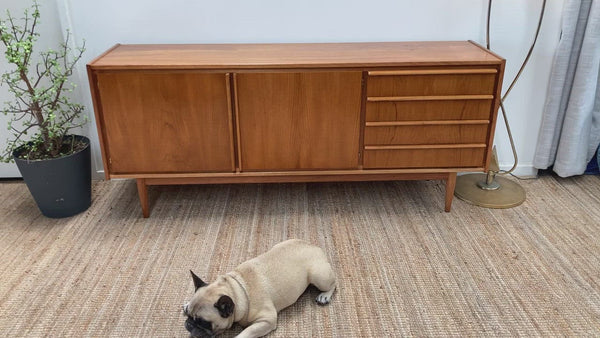 Authentic Parker sideboard lip 3 door 1960s teak buffet restored mcm credenza