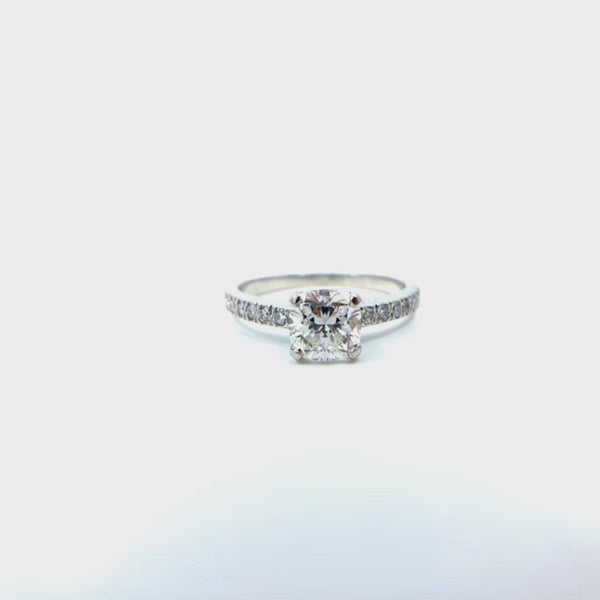 Tiffany & Co Novo Platinum diamond engagement ring matching brilliant cut diamond wedding ring