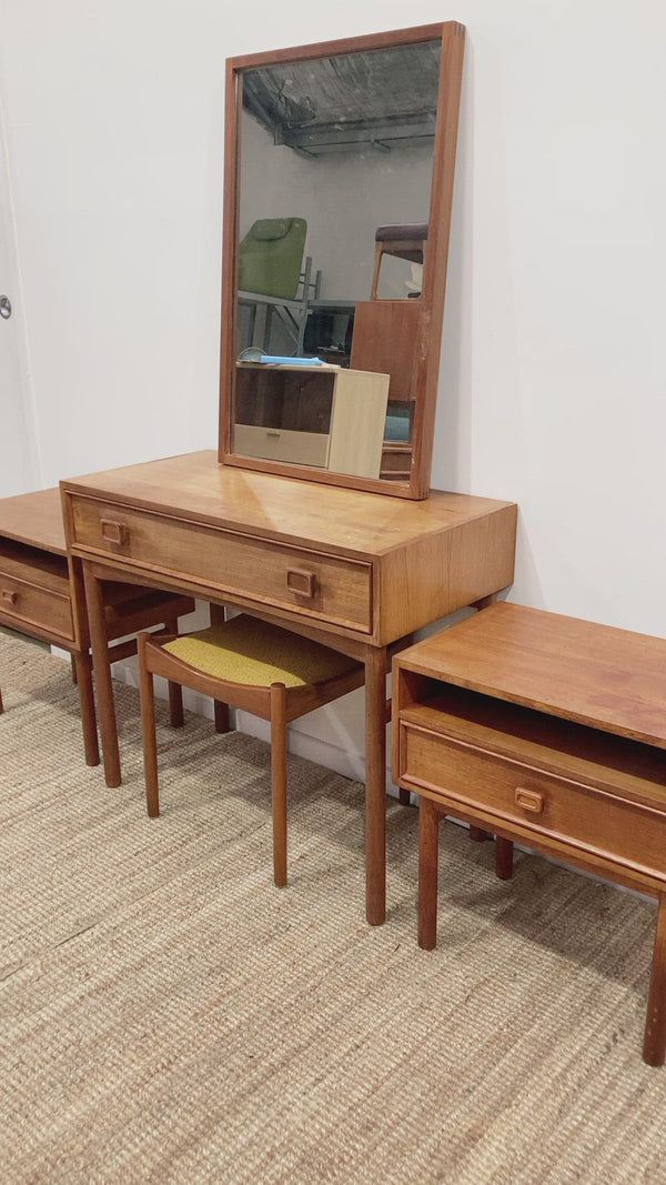 Parker bedside tables matching console stool and mirror original restored 1970s