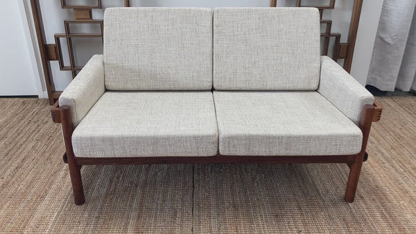 Danish Deluxe Rifka 2 seater couch fully restored Warwick wool blend cream white