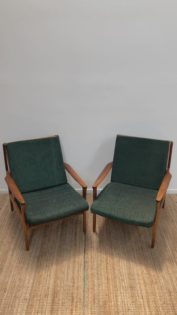 Fler Karinga armchairs pair original fabric fully restored MCM vintage