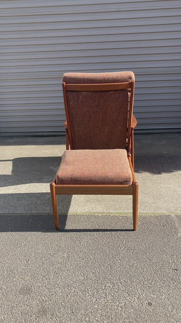 Parker armchair genuine 1960s restored MCM matching ottoman spice fabric