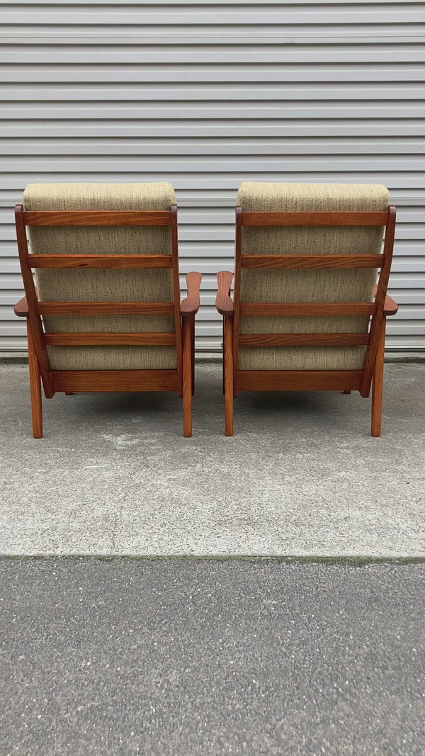 Pair of lowline armchairs MCM fully restored Zepel fabric mingle mangle boucle