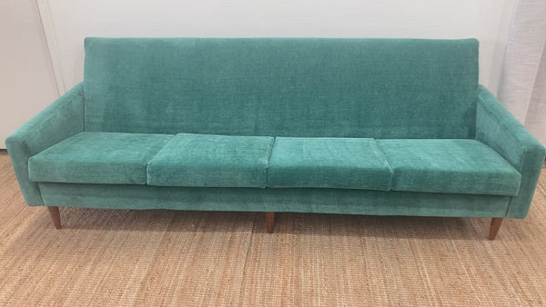 Genuine original Parker 4 seater couch lounge full restoration aqua velvet velour