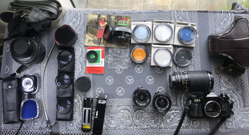Canon AE-1 Program 35mm SLR Film Camera Japan plus 3 additional lens