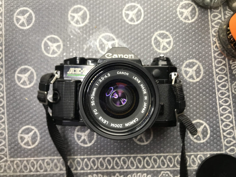 Canon AE-1 Program 35mm SLR Film Camera Japan plus 3 additional lens