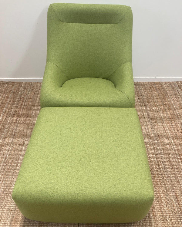 Authentic Featherston Uniroyal Numero 1V IV highback armchair Lime matching ottoman