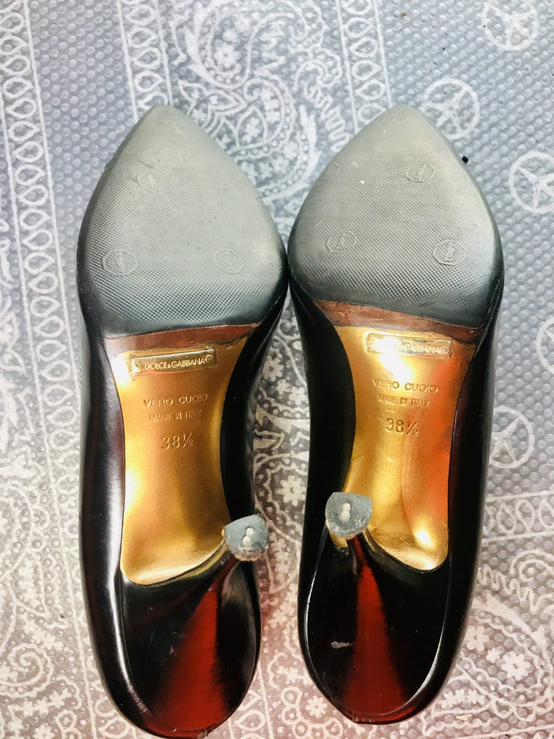 Original Dolce and Gabbana 4 inch heels ladies womens genuine leather shoes 38.5