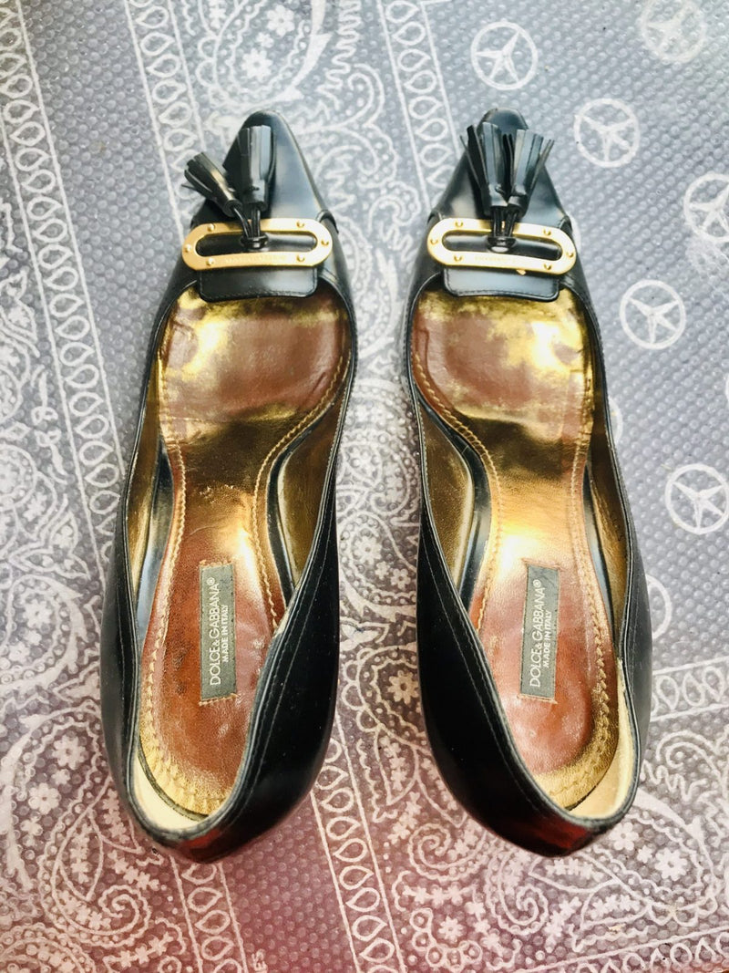 Original Dolce and Gabbana 4 inch heels ladies womens genuine leather shoes 38.5