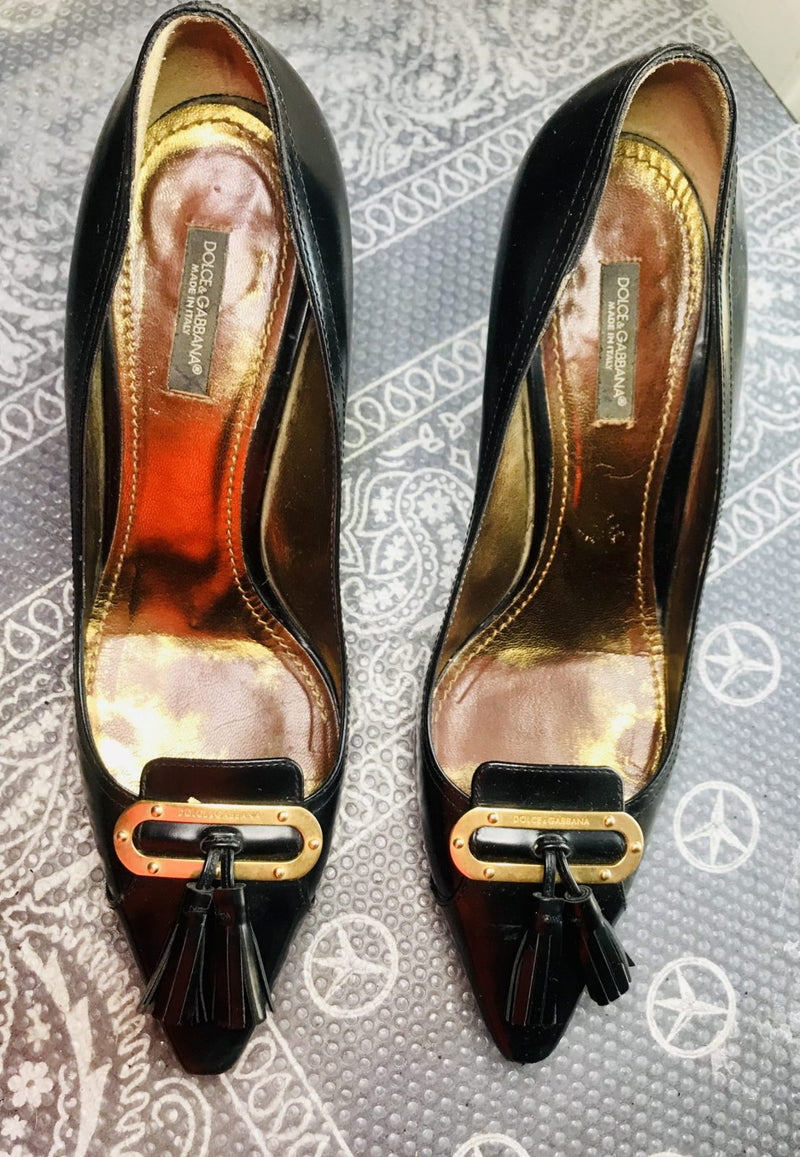 Original Dolce and Gabbana 4 inch heels ladies womens genuine leather shoes 38.5