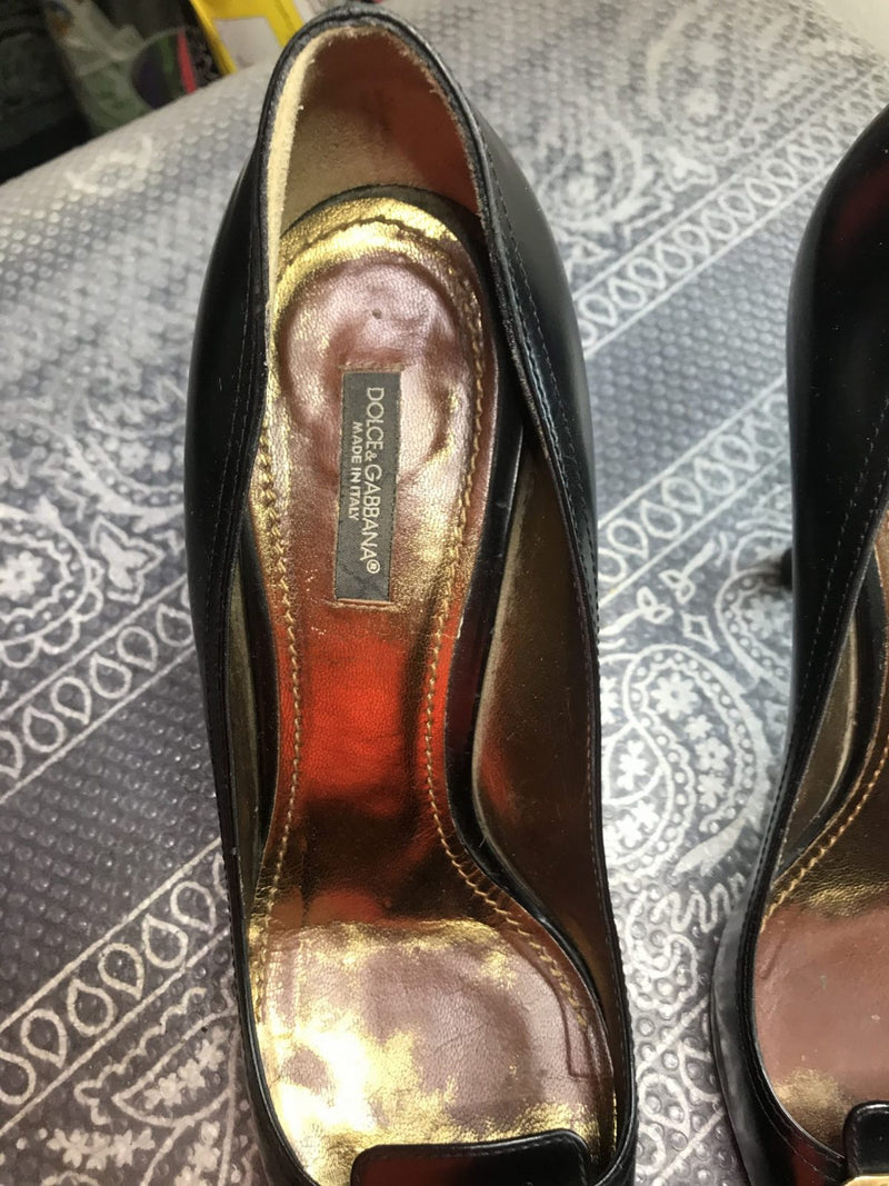 Original Dolce and Gabbana 4 inch heels ladies womens genuine leather shoes 38.5
