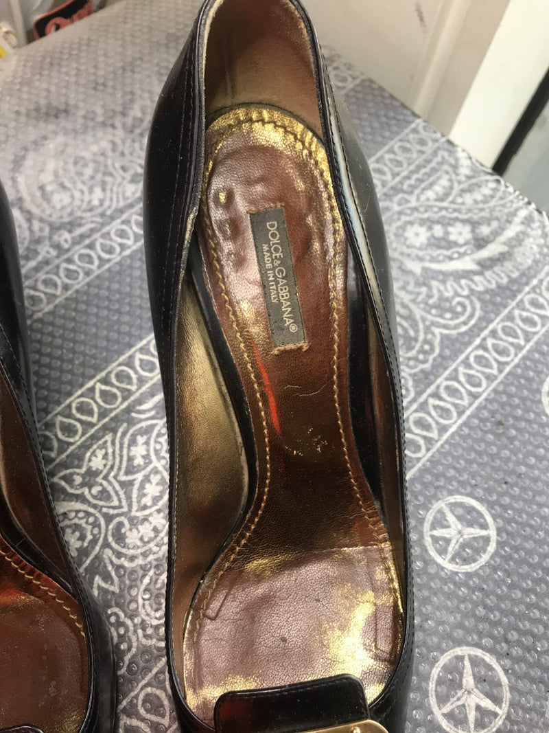 Original Dolce and Gabbana 4 inch heels ladies womens genuine leather shoes 38.5