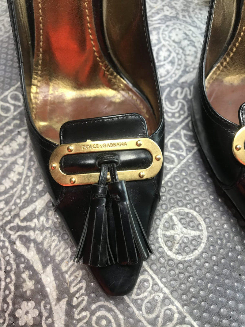 Original Dolce and Gabbana 4 inch heels ladies womens genuine leather shoes 38.5