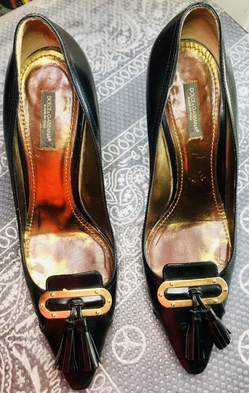Original Dolce and Gabbana 4 inch heels ladies womens genuine leather shoes 38.5