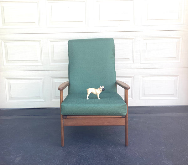 Parker high back recliner armchair genuine 1960s restored Green fabric