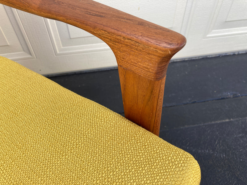 Parker armchair genuine 1960s restored MCM matching ottoman mustard yellow