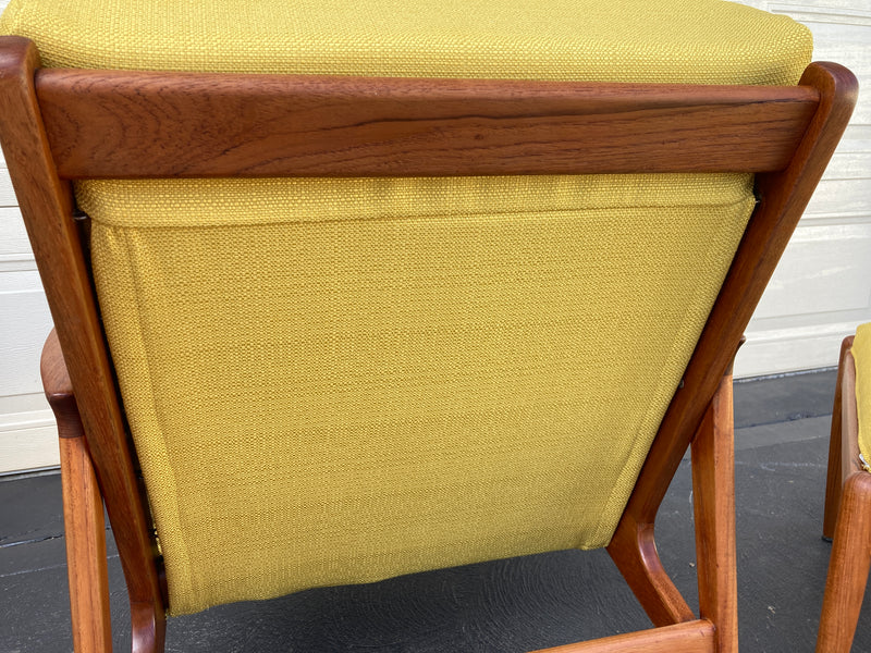 Parker armchair genuine 1960s restored MCM matching ottoman mustard yellow