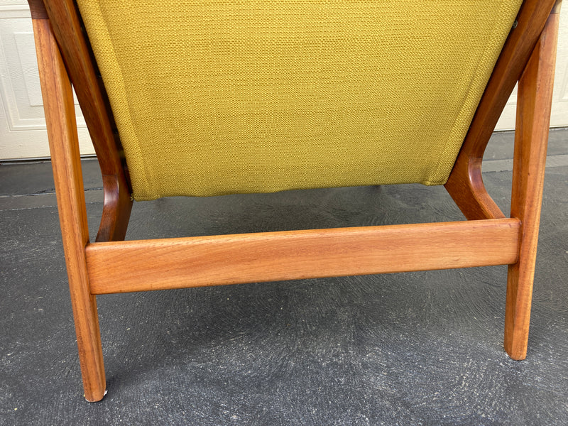 Parker armchair genuine 1960s restored MCM matching ottoman mustard yellow
