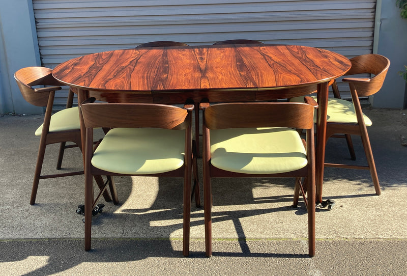 Korup Stolefabrik chairs model 32 aka Kai Kristiansen Danish original rosewood oval table extendable