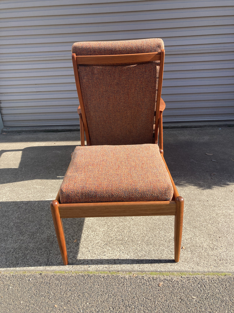 Parker armchair genuine 1960s restored MCM matching ottoman spice fabric