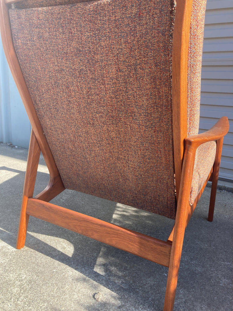 Parker armchair genuine 1960s restored MCM matching ottoman spice fabric