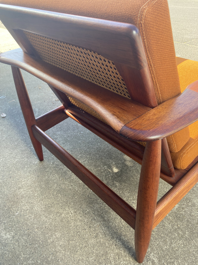 Rare Parker low line wraparound armchair genuine 1960s restored MCM rattan