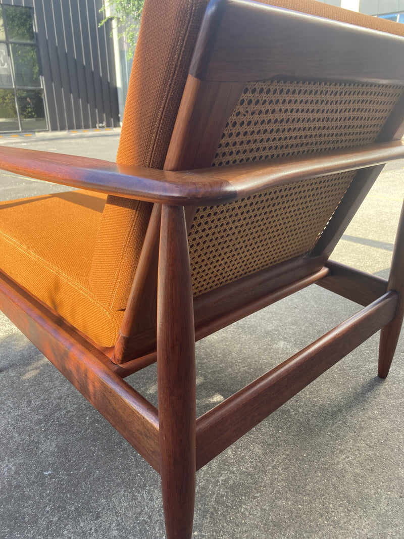 Rare Parker low line wraparound armchair genuine 1960s restored MCM rattan