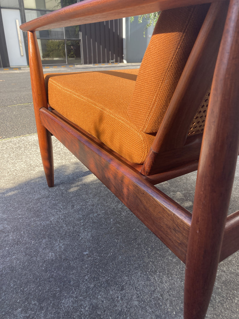 Rare Parker low line wraparound armchair genuine 1960s restored MCM rattan