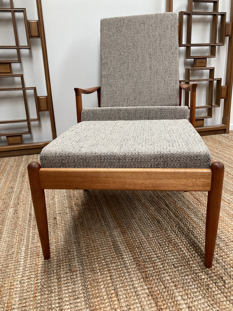 Parker single spring back restored MCM 1960s armchair Zepel Fabrics matching ottoman