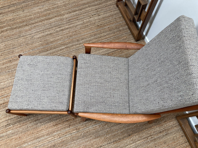 Parker single spring back restored MCM 1960s armchair Zepel Fabrics matching ottoman