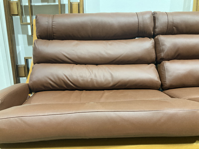 Tessa T4 sling 2 seater couch Fred Lowen fully restored new Italian tan leather teak