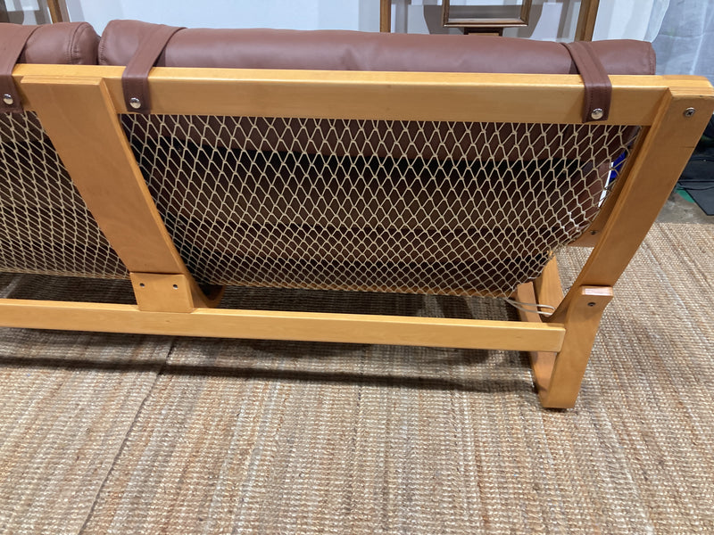 Tessa T4 sling 2 seater couch Fred Lowen fully restored new Italian tan leather teak