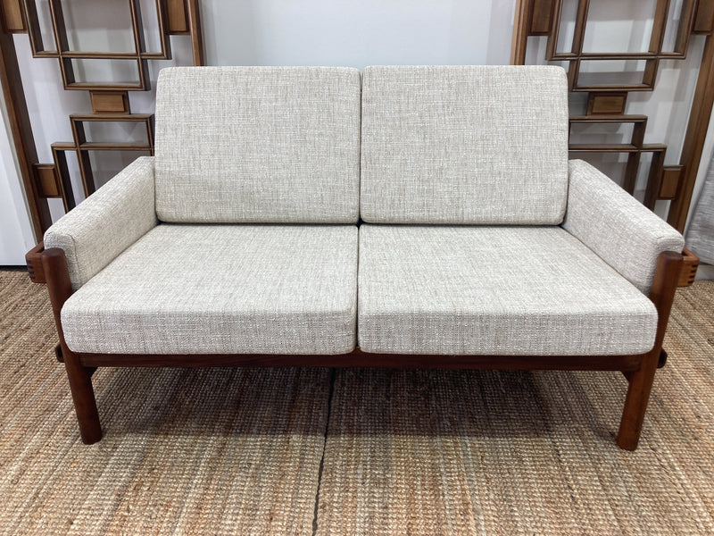 Danish Deluxe Rifka 2 seater couch fully restored Warwick wool blend cream white