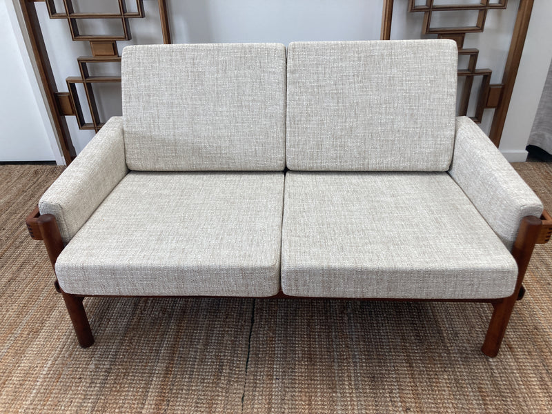 Danish Deluxe Rifka 2 seater couch fully restored Warwick wool blend cream white
