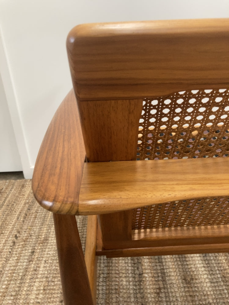 Parker wraparound rattan full set 3 seater couch pair of armchairs pair of ottomans genuine 1960s restored MCM boucle ivory