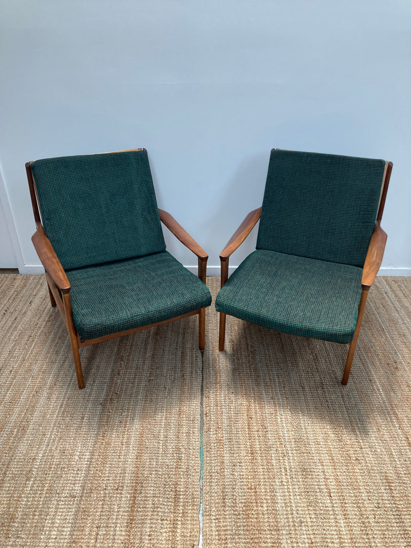 Fler Karinga armchairs pair original fabric fully restored MCM vintage
