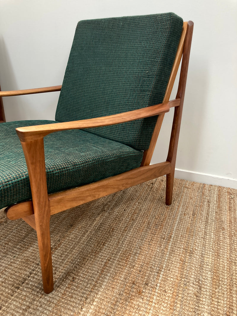 Fler Karinga armchairs pair original fabric fully restored MCM vintage