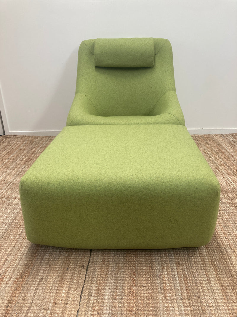 Authentic Featherston Uniroyal Numero 1V IV highback armchair Lime matching ottoman