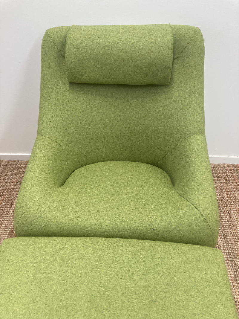 Authentic Featherston Uniroyal Numero 1V IV highback armchair Lime matching ottoman
