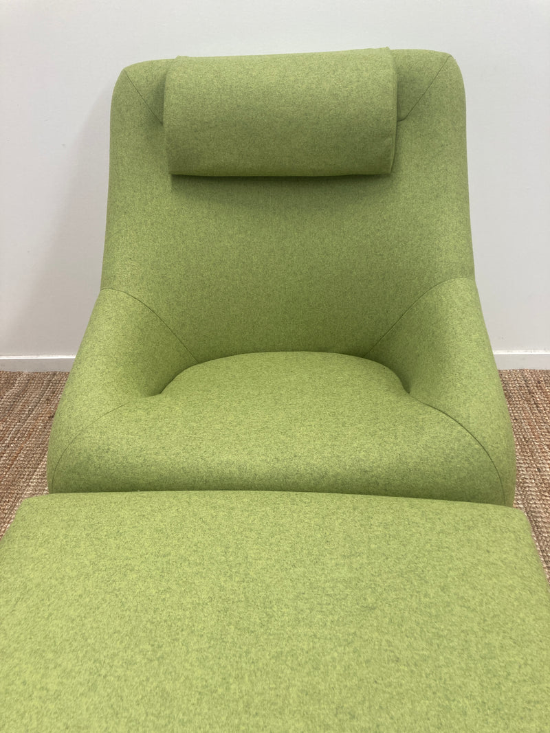 Authentic Featherston Uniroyal Numero 1V IV highback armchair Lime matching ottoman