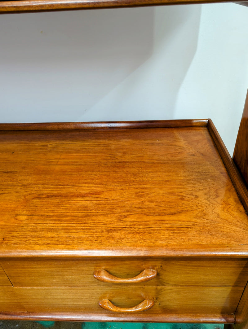 Mid century teak credenza rare tallboard wishbone sides Ivan Jansen
