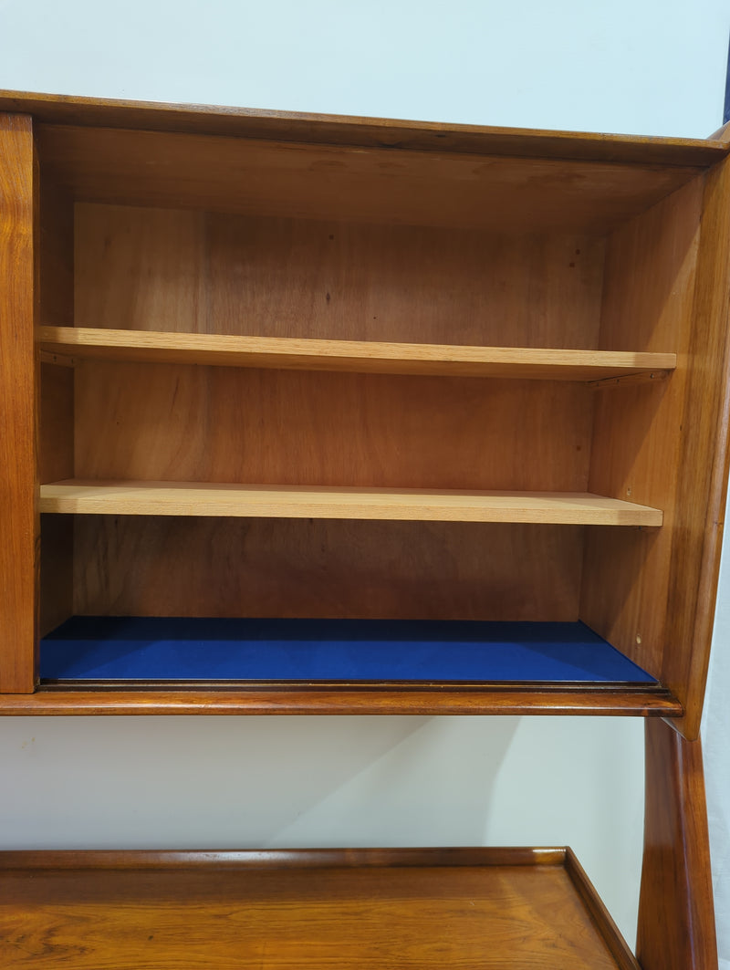 Mid century teak credenza rare tallboard wishbone sides Ivan Jansen