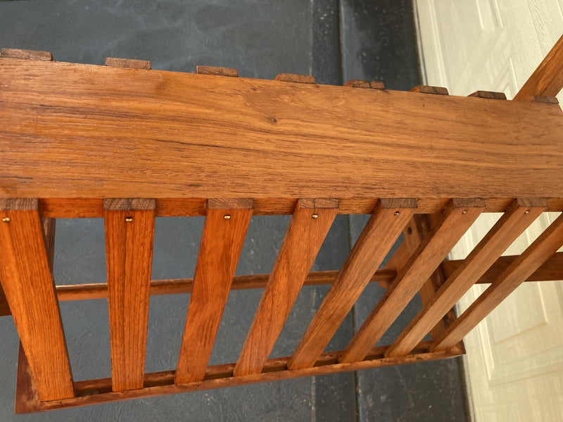 Magazine Newspaper Rack Teak wood MCM restored Vintage