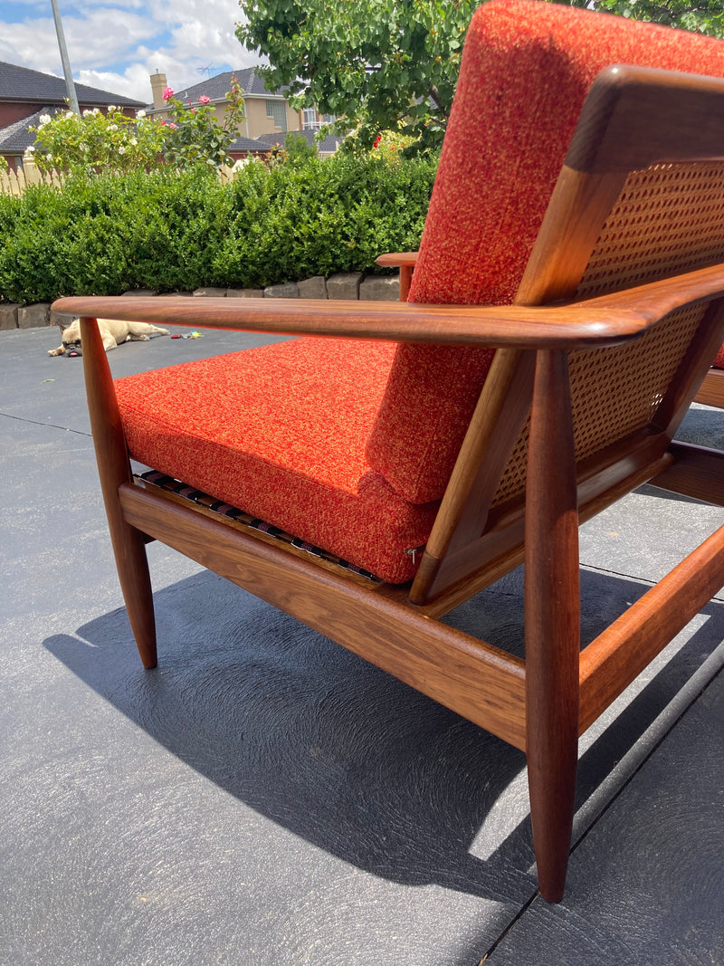 Pre order - Rare Pair Parker low line wraparound armchair genuine 1960s fully restored MCM rattan